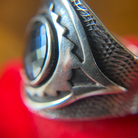 925 Sterling Sliver Men's Ring with Genuine Stone - Picture 7 of 7